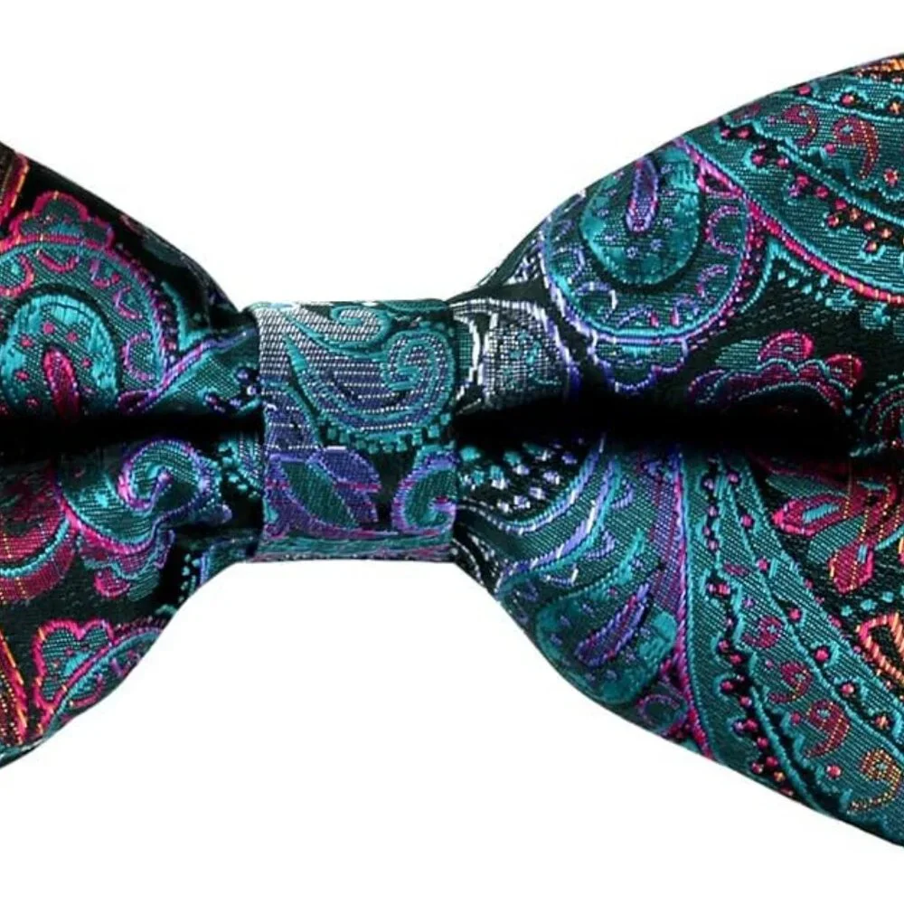 Mens Paisley Bow Tie, Hanky and Cufflinks - Picture 3 of 7